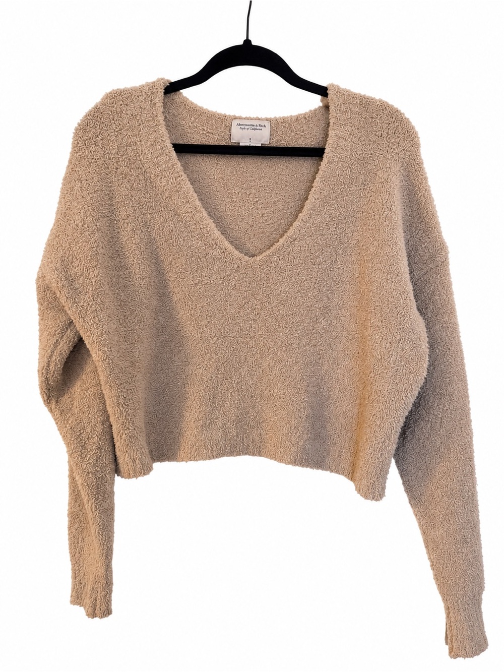 Abercrombie & Fitch Soft A&F Bouclé V-Neck Sweater Beige S